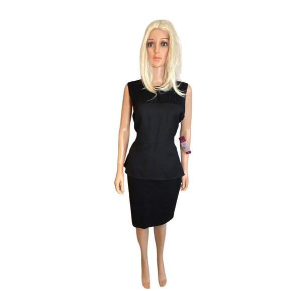 Eileen Fisher Small Charcoal Gray Black Wool Knit Pencil Skirt Herringbone Weave - Picture 14 of 16